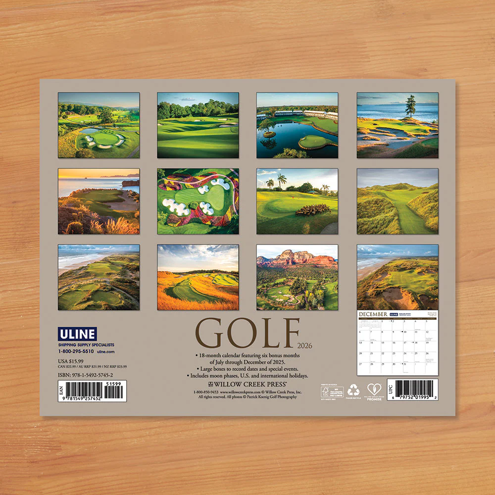 2026 Wall Calendar, Scenic Golf Courses - Image 2