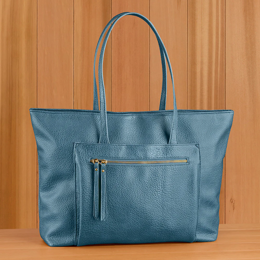 22 Tote Vegan Leather Zip Tote Handbag with Zip Pockets - Image 3