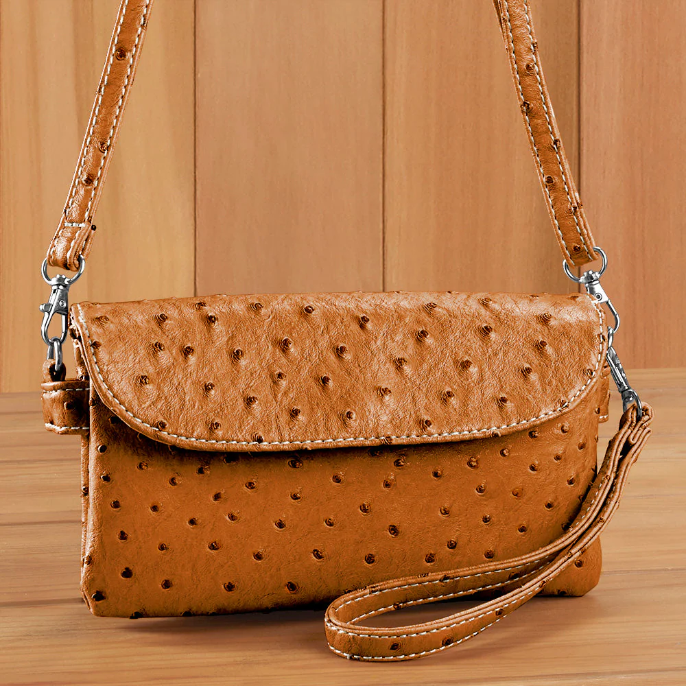 22 Tote Vegan Ostrich Leather 6-Pocket Crossbody Wristlet - Image 12