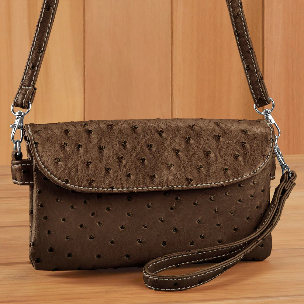 22 Tote Vegan Ostrich Leather 6-Pocket Crossbody Wristlet - Image 13