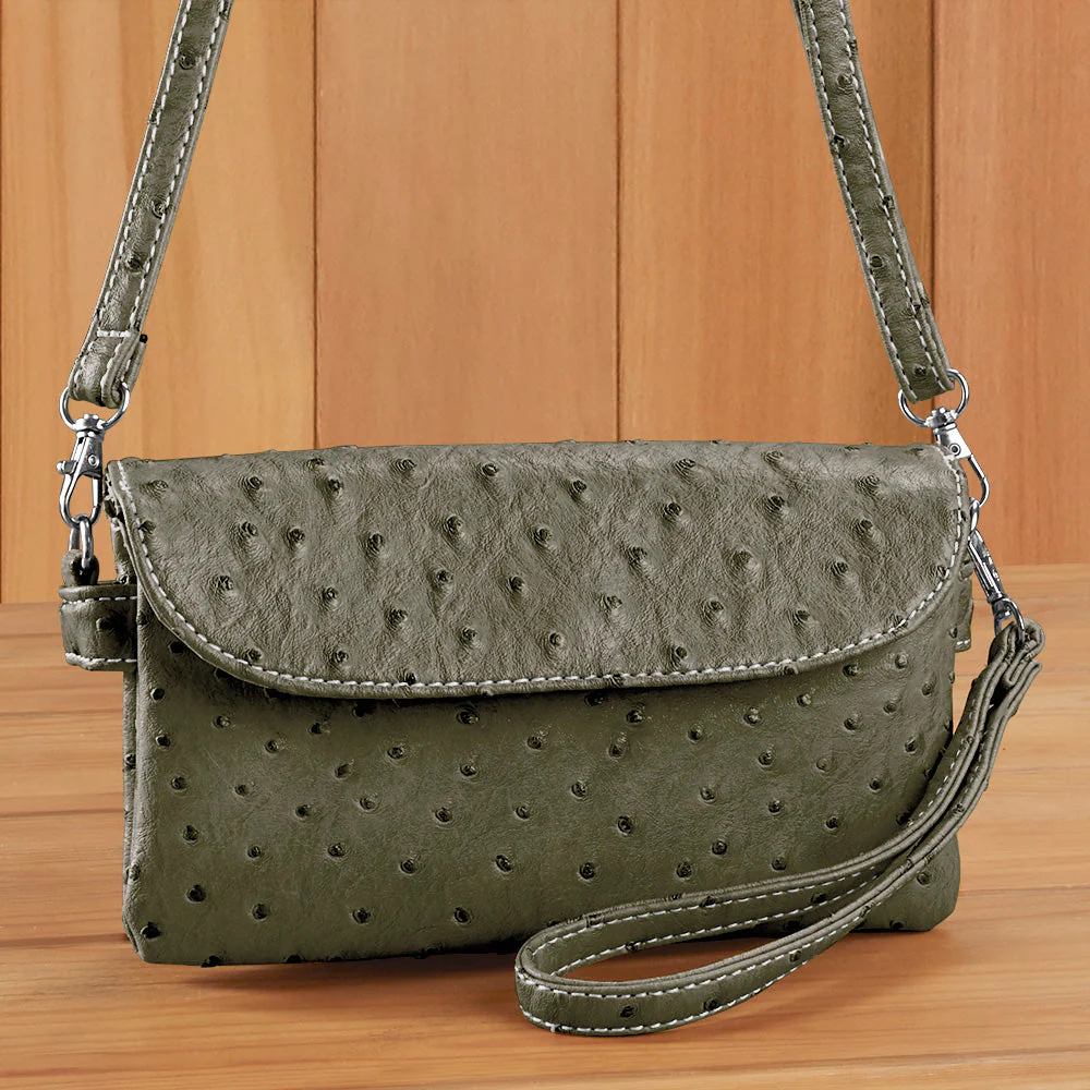 22 Tote Vegan Ostrich Leather 6-Pocket Crossbody Wristlet - Image 15