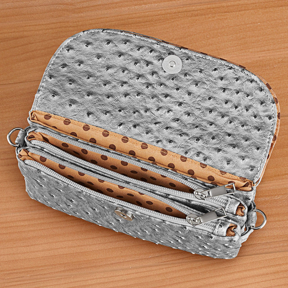 22 Tote Vegan Ostrich Leather 6-Pocket Crossbody Wristlet - Image 17