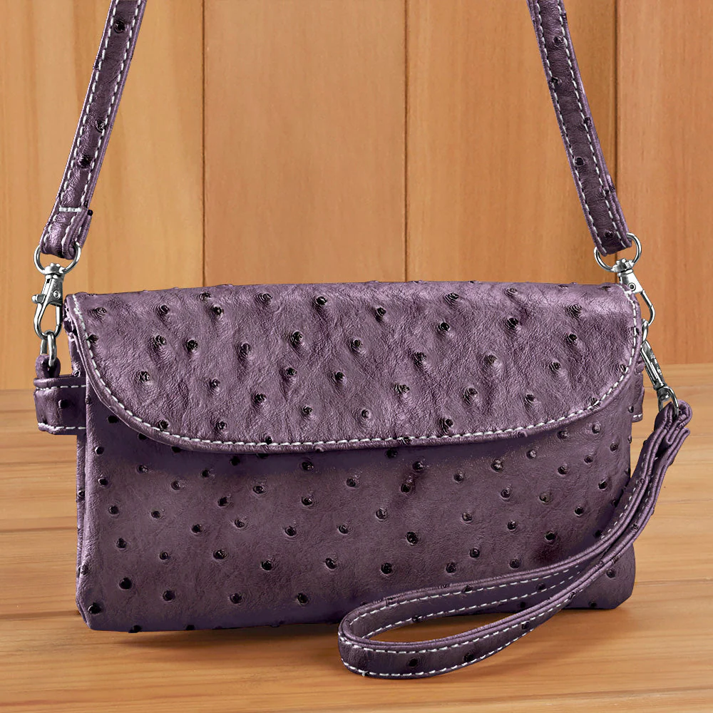 22 Tote Vegan Ostrich Leather 6-Pocket Crossbody Wristlet - Image 9
