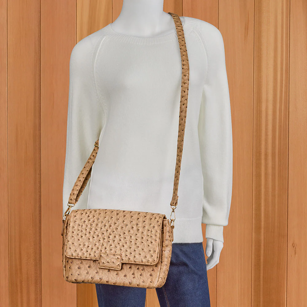 22 Tote Vegan Ostrich Leather Convertible Crossbody Clutch Purse - Image 2