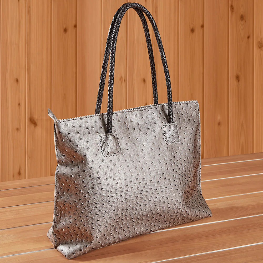 22 Tote Vegan Ostrich Leather Zip Tote Handbag - Image 6