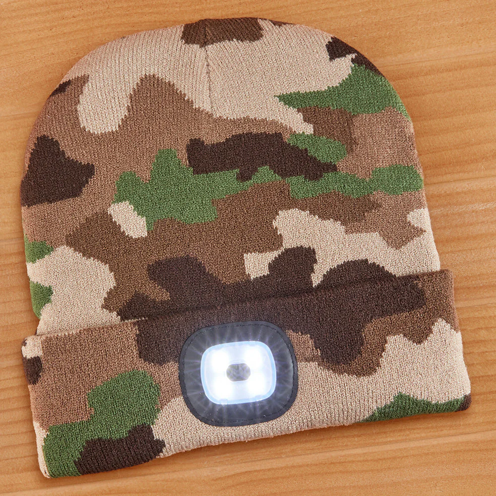 Adult's Rechargeable LED Beanie, Explorer's Collection, Woodland