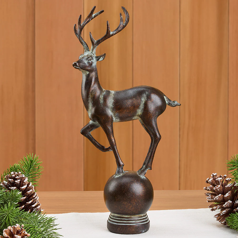 Antiqued Bronze Resin Reindeer Figurine