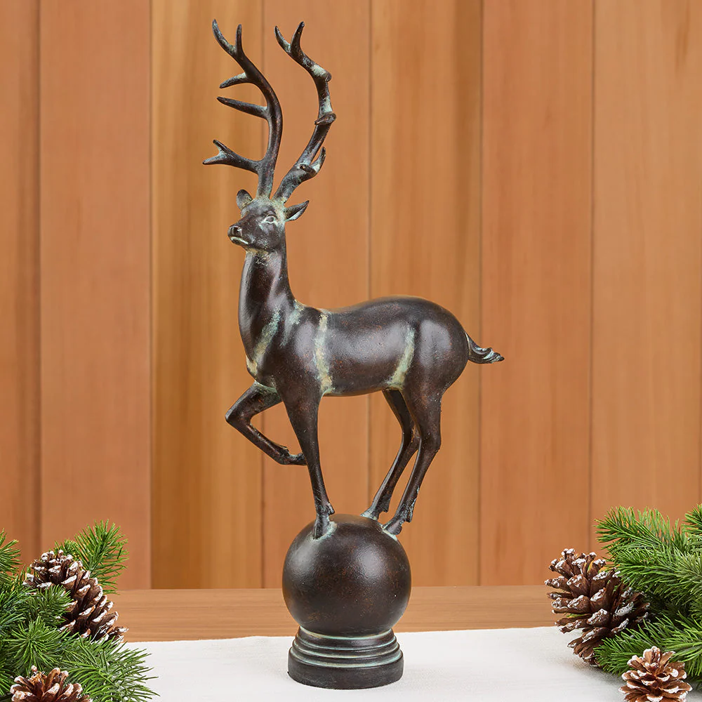 Antiqued Bronze Resin Reindeer Figurine - Image 3