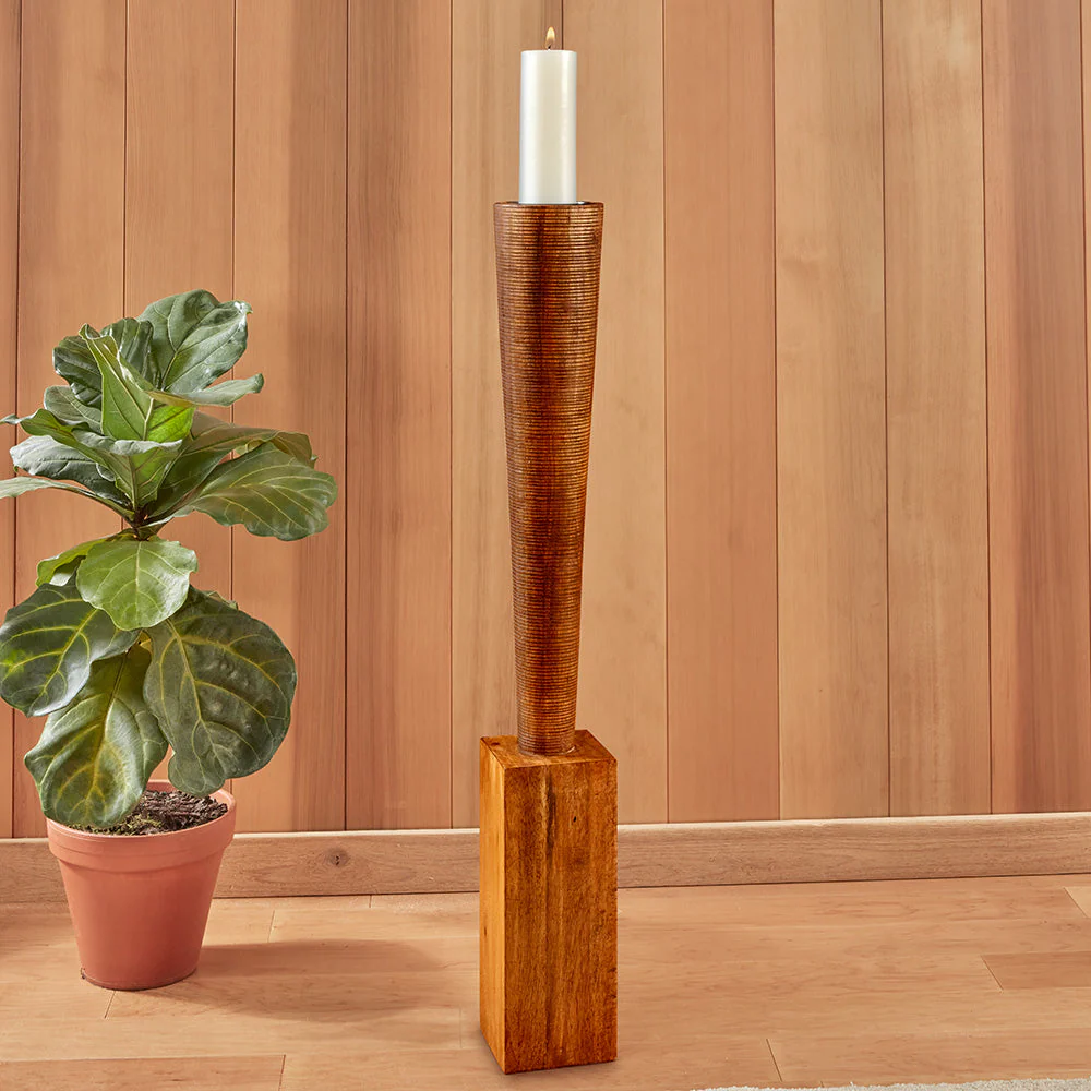 Bangou Floor Wood Pillar Candleholder - Image 3