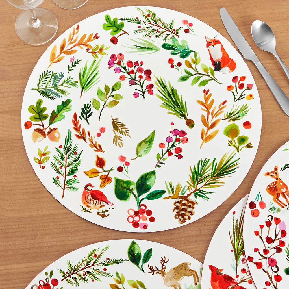 Beatriz Ball VIDA Happy Christmas Round Vinyl Placemats, Set of 4 - Image 2