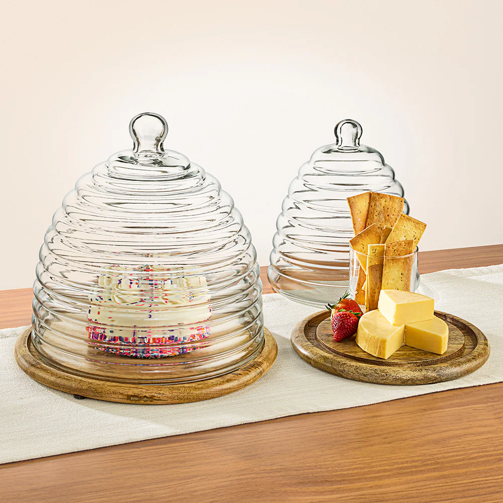 Beehive Cloche on Mango Wood Tray - Image 3