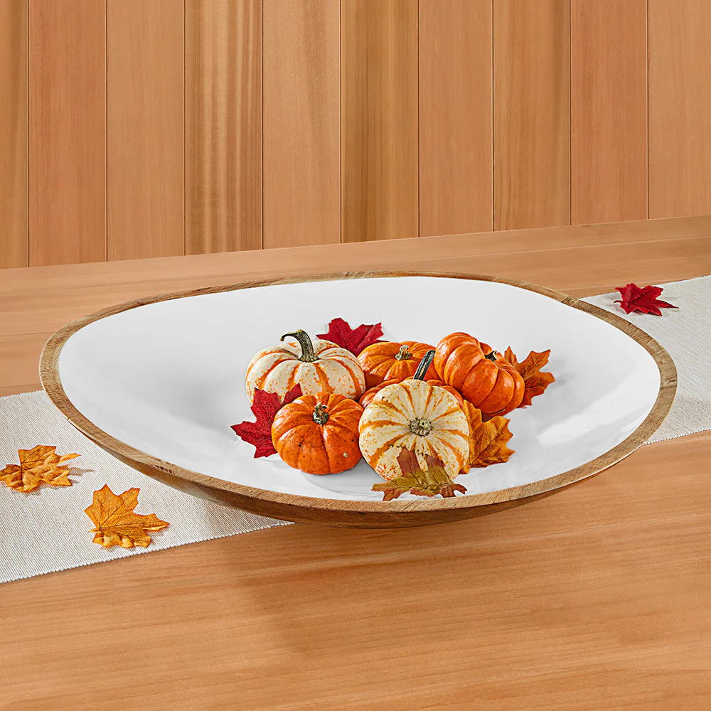Be Home Madras Enameled Mango Serving Bowls, Shallow - Image 3