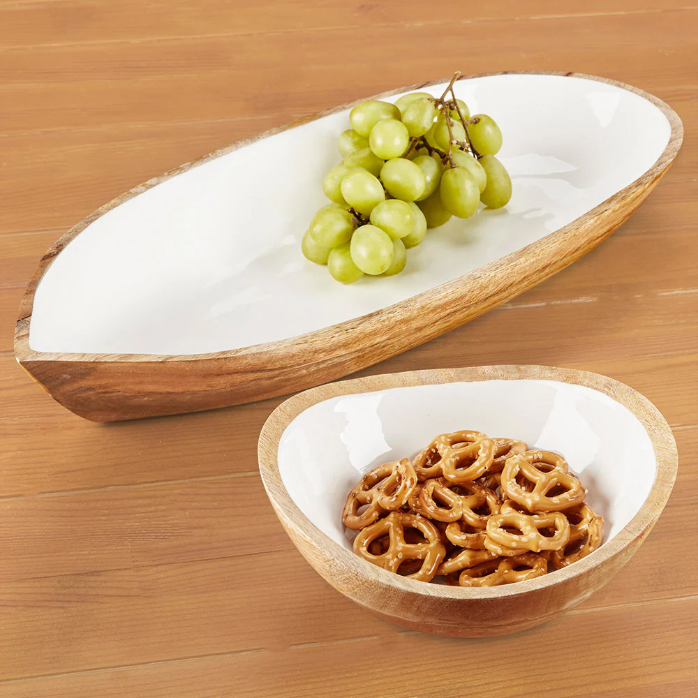 Be Home Oval Mango Wood and Enamel Dish - Image 5