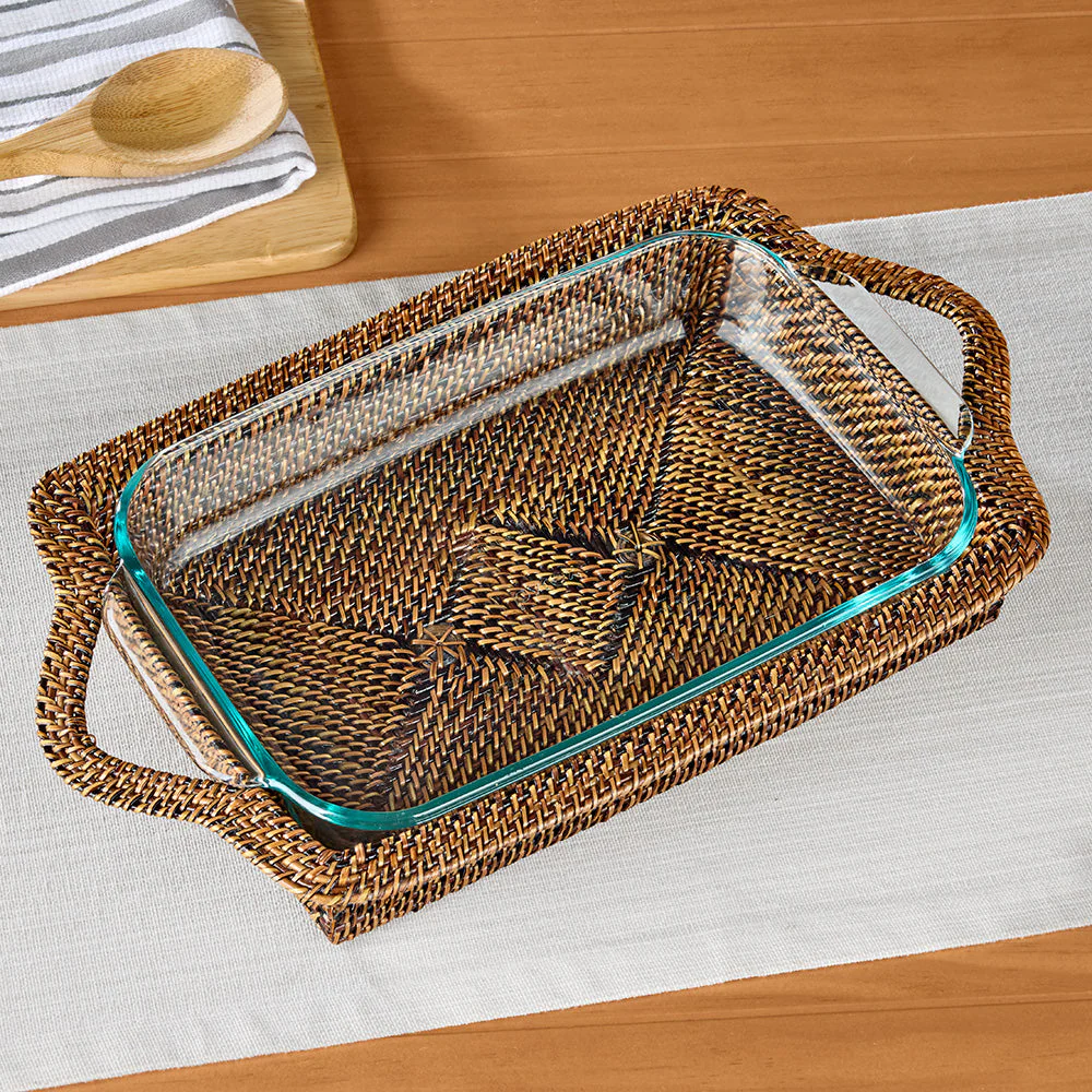 Calaisio Woven Casserole Holder with 2 qt. Baker, Oblong - Image 2