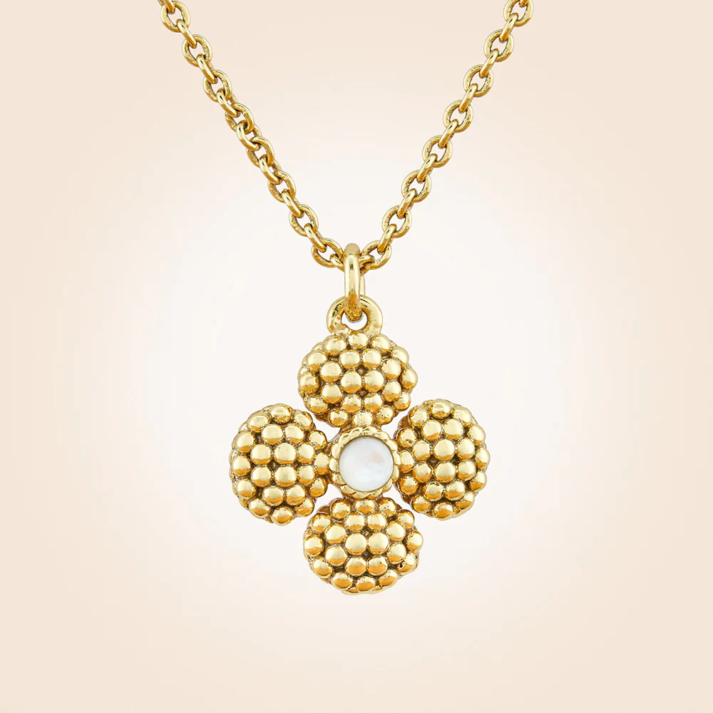 Capucine De Wulf Berry Clover Double-Sided Gold and Pearl Charm Necklace - Image 2