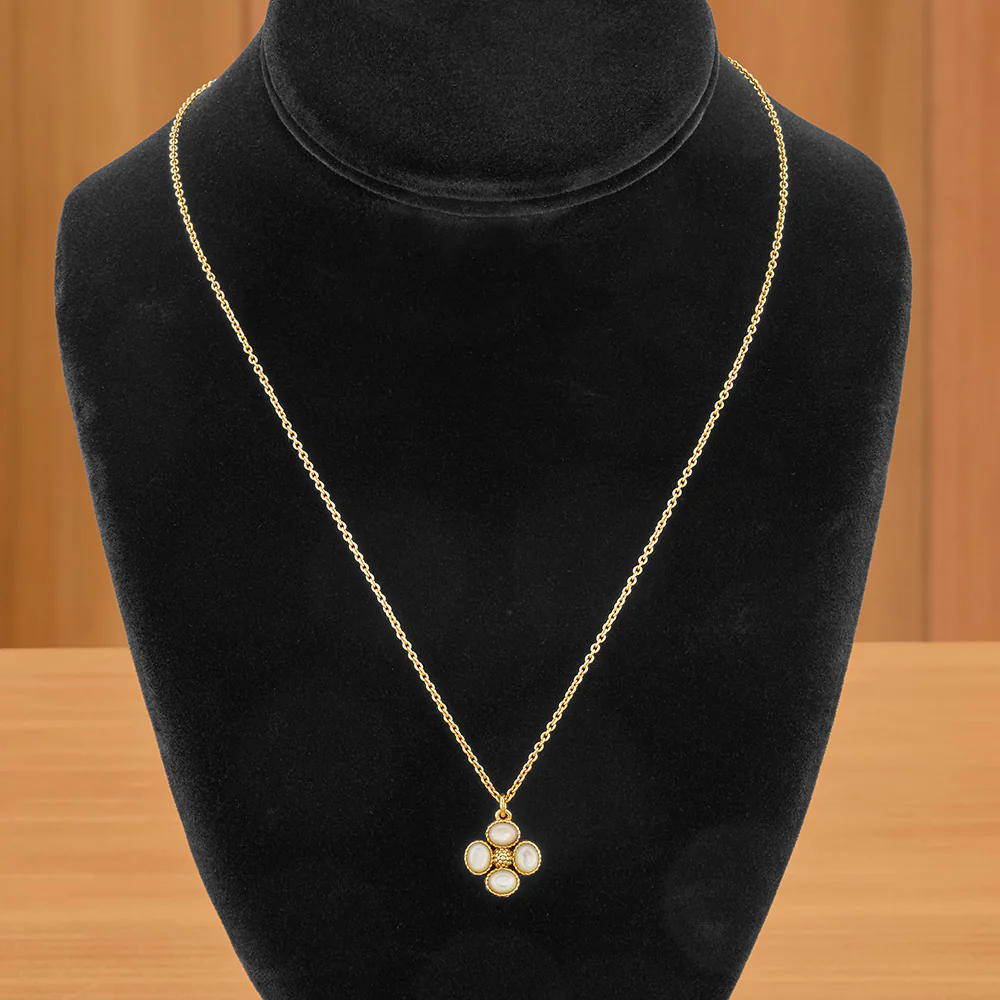 Capucine De Wulf Berry Clover Double-Sided Gold and Pearl Charm Necklace - Image 3