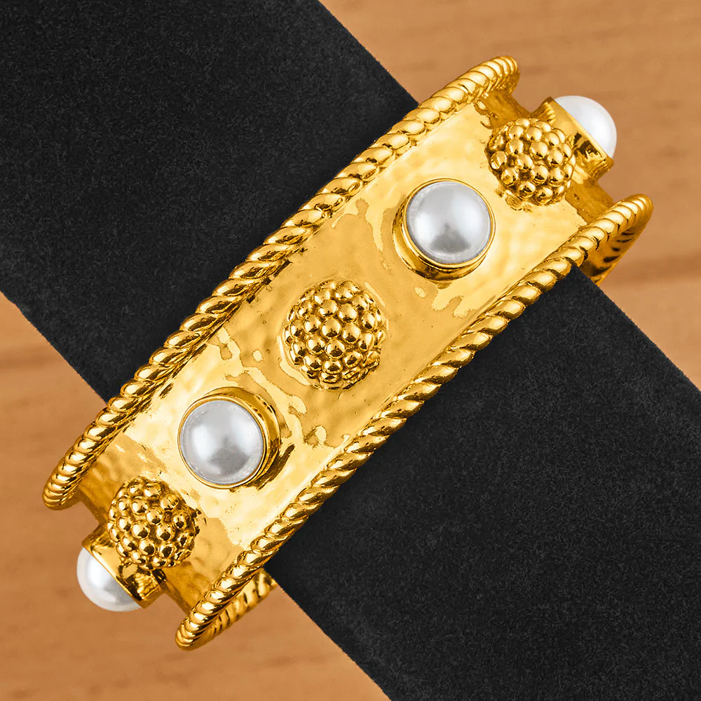 Capucine De Wulf Berry Gold and Pearl Cuff Bracelet