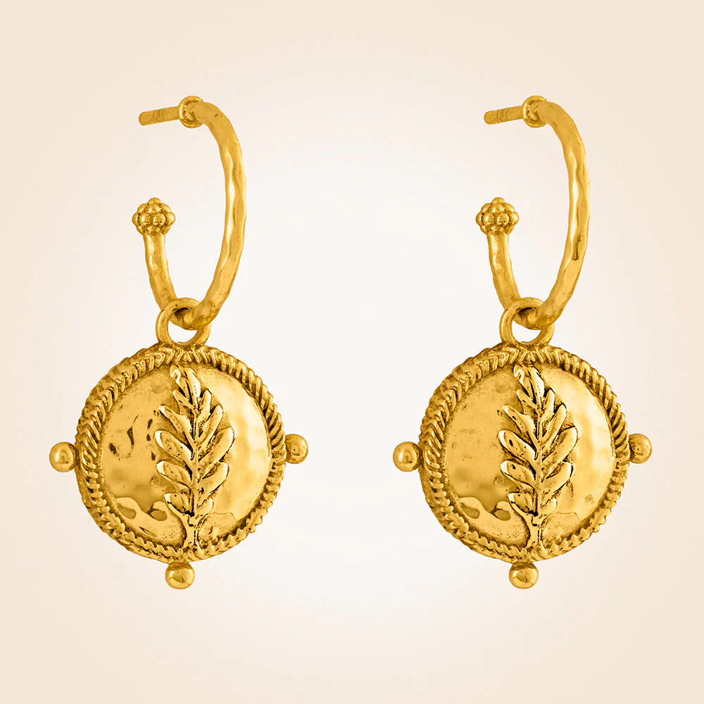 Capucine De Wulf Forest Walk Gold and Teak Oak Leaf Charm Earrings - Image 2