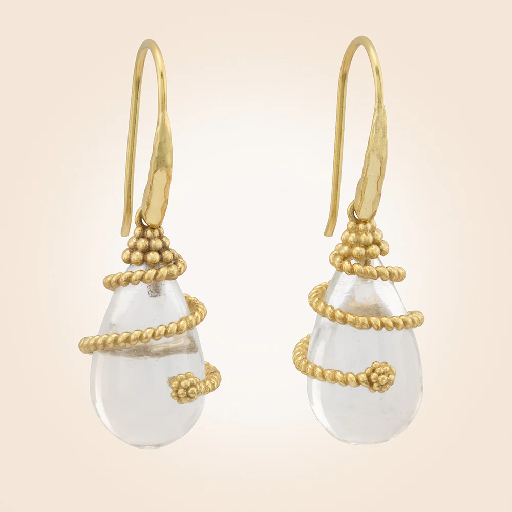Capucine De Wulf Lily Drop Gold Quartz Earrings