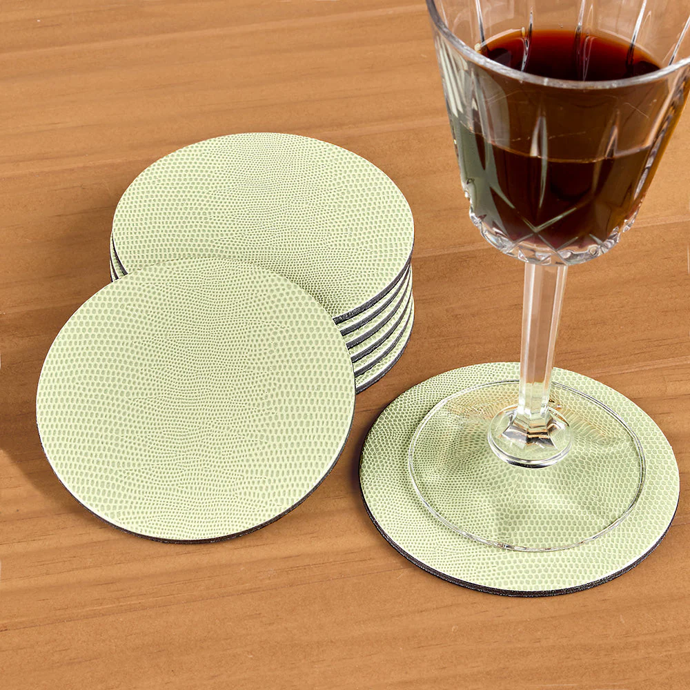 Caspari Lizard Felt-Backed Coaster Set, Round - Image 2