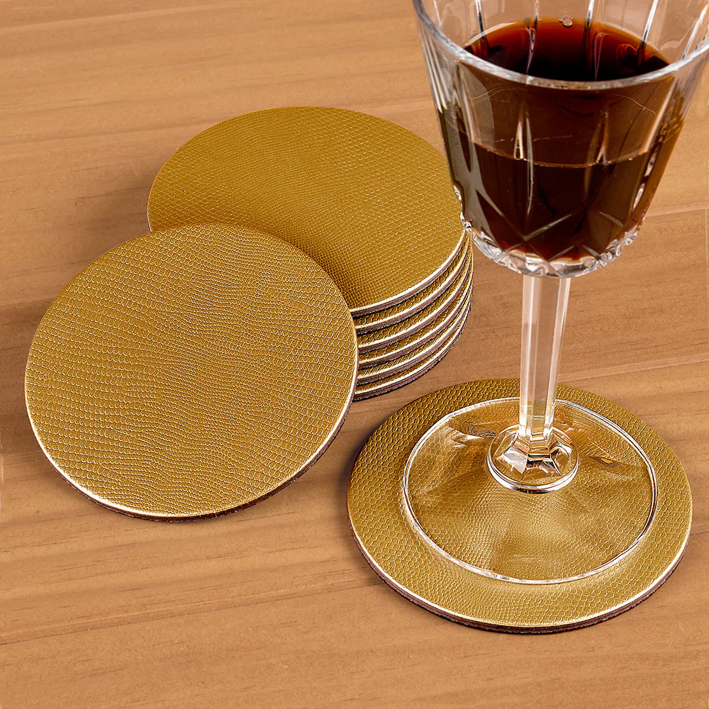 Caspari Lizard Felt-Backed Coaster Set, Round - Image 5