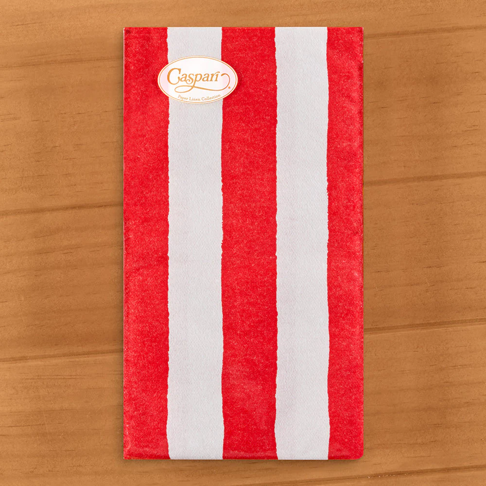 Caspari Paper Linen Napkins, Café Stripe in Red - Image 4
