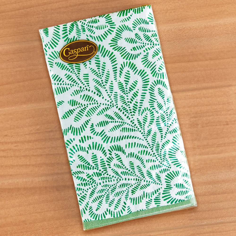Caspari Paper Napkins & Guest Towels, Block Print Leaves - Image 3