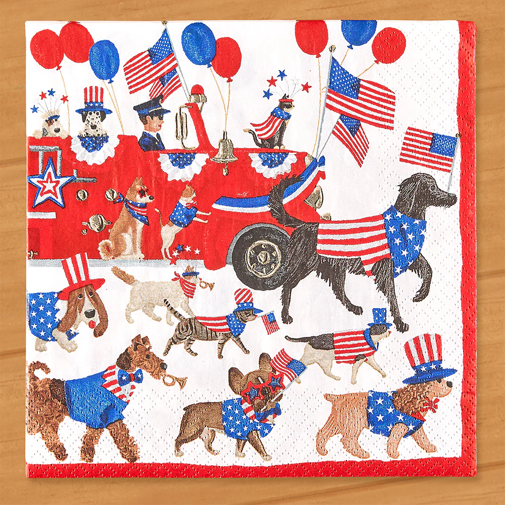Caspari Paper Napkins, Patriotic Summer Pet Parade - Image 2