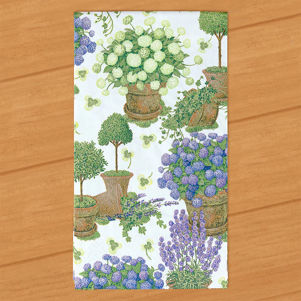 Caspari Paper Napkins, Potted Hydrangeas Garden Party - Image 4