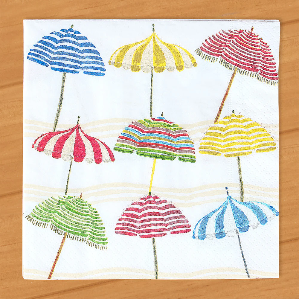 Caspari Paper Napkins, Summer Beach Umbrellas - Image 3