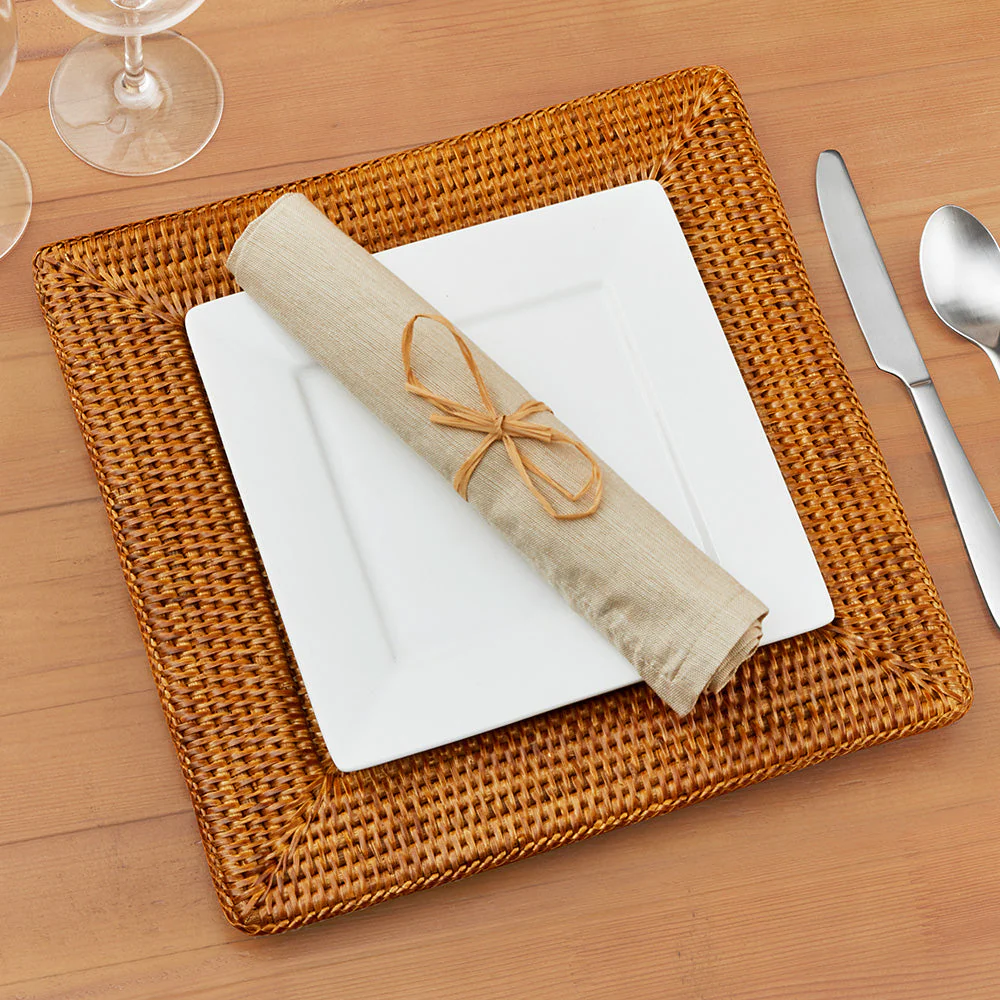Caspari Rattan Charger Plate, Dark Natural - Image 2