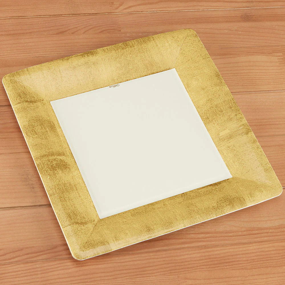 Caspari Square Paper Plates - Gold Leaf - Image 3