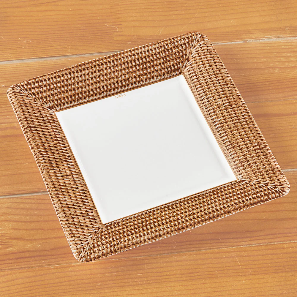 Caspari Square Paper Plates - Rattan