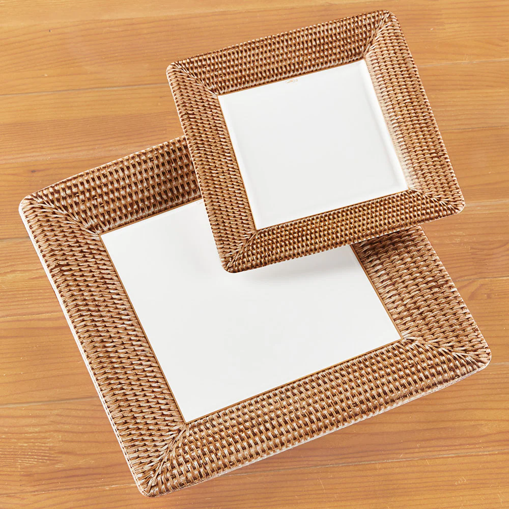 Caspari Square Paper Plates - Rattan - Image 3