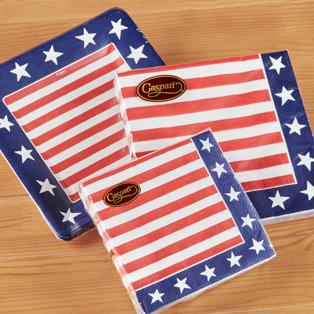 Caspari Square Paper Salad Plate - Red, White & Blue - Image 2