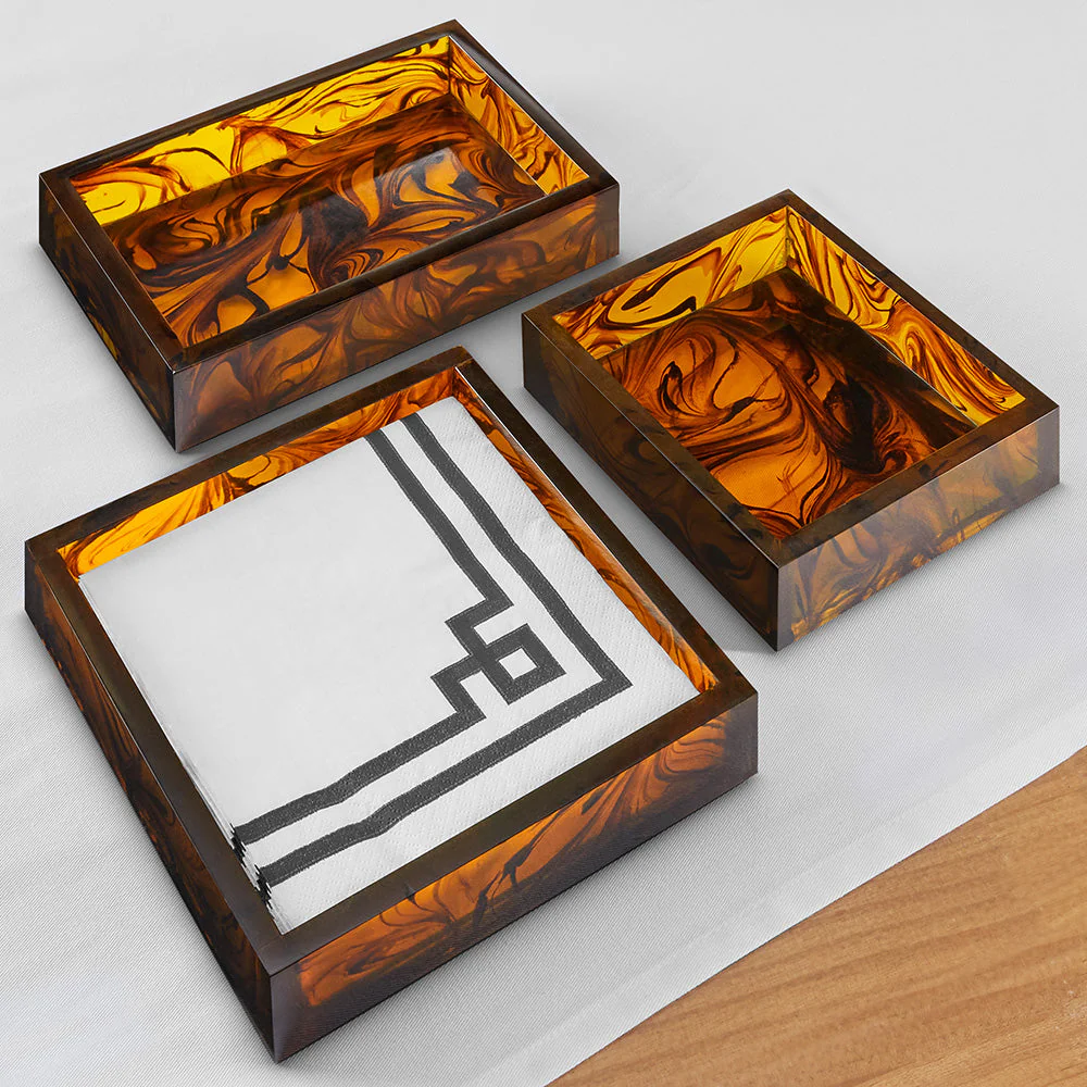 Caspari Tortoiseshell Resin Napkin Holders - Image 2
