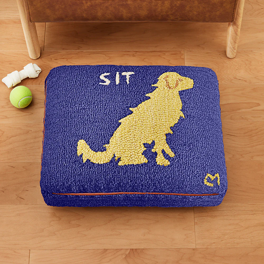 Chandler 4 Corners 14" x 18" Hooked Top Footstool, "Sit" - Image 2