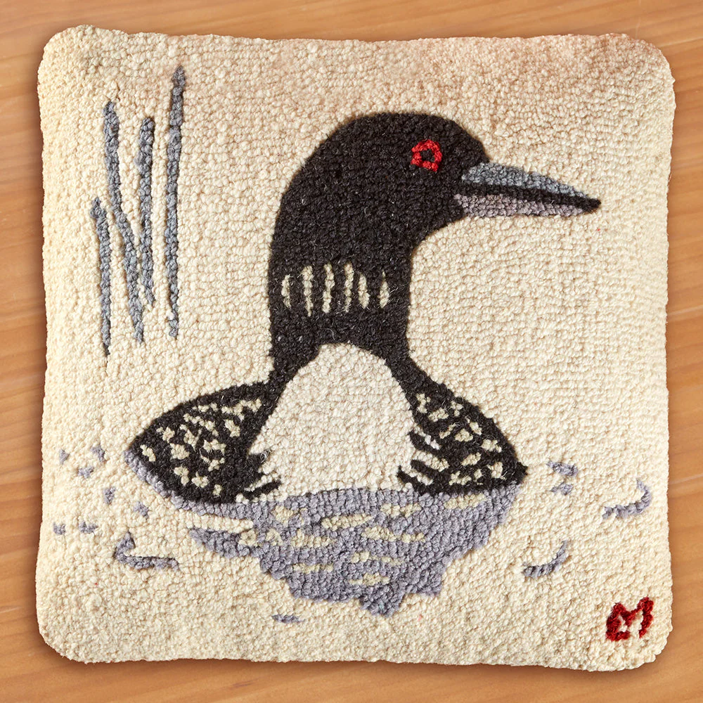 Chandler 4 Corners 18" Hooked Pillow, Summer Loon