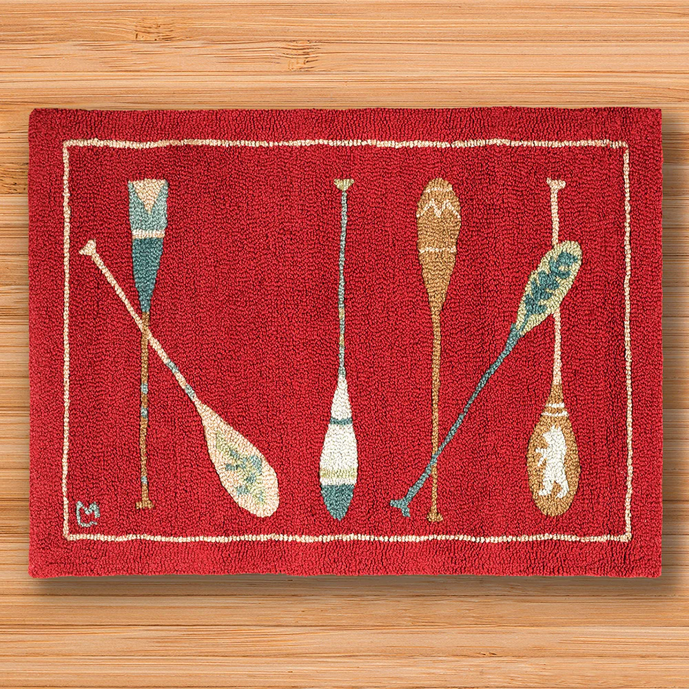 Chandler 4 Corners 2' x 3' Hooked Rug, Crimson Paddles