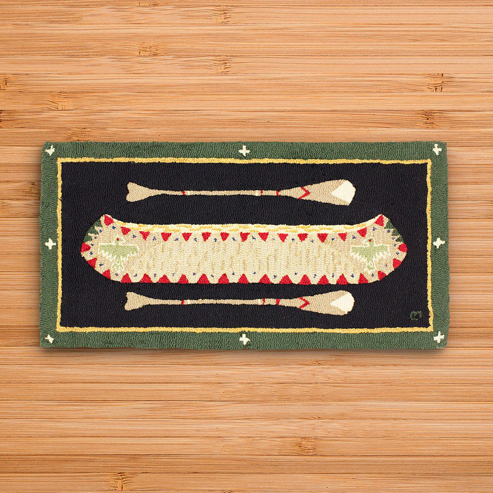 Chandler 4 Corners 2' x 4' Hooked Rug, Green Long Boat - Image 2