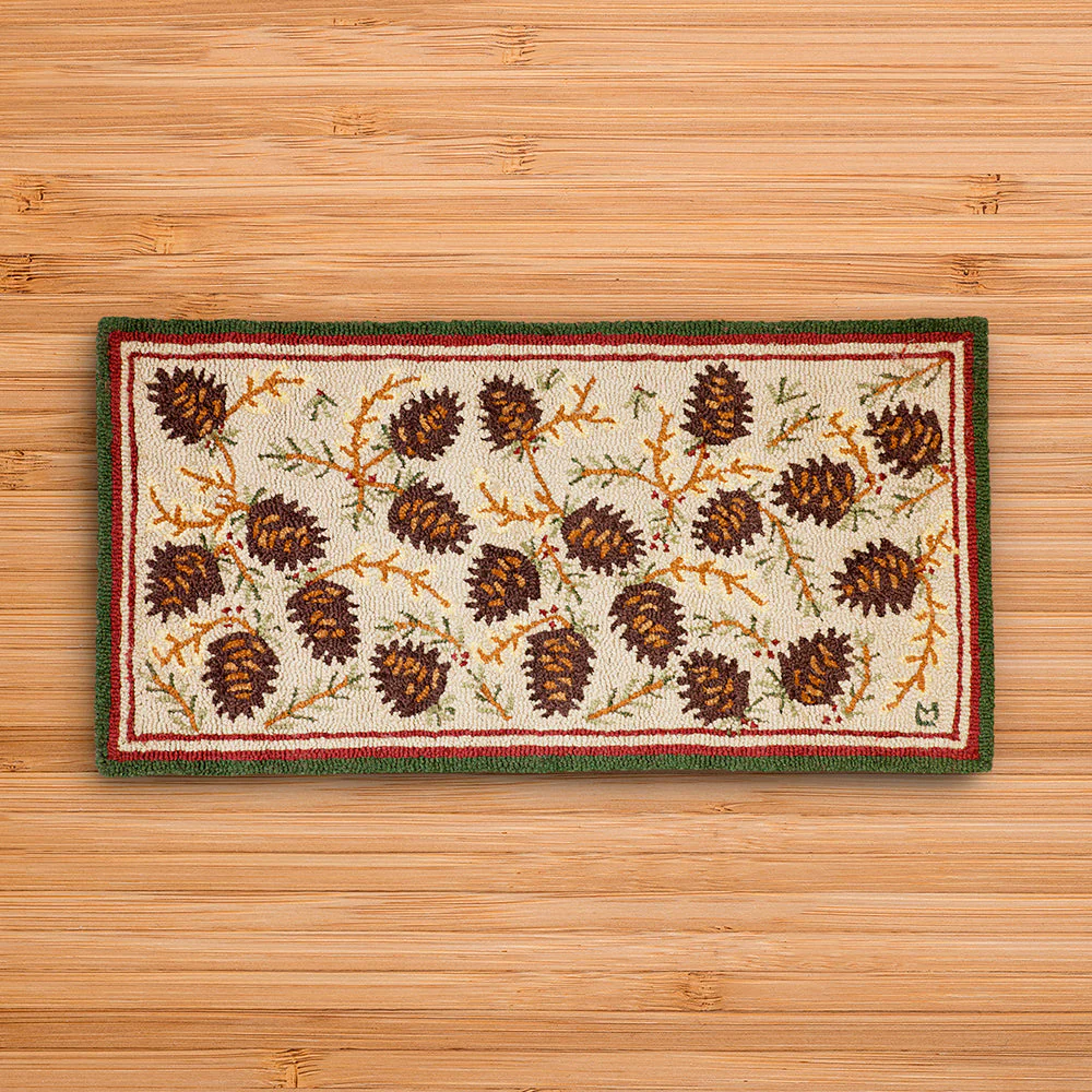 Chandler 4 Corners 2' x 4' Hooked Rug, Northwoods Pinecones - Image 2