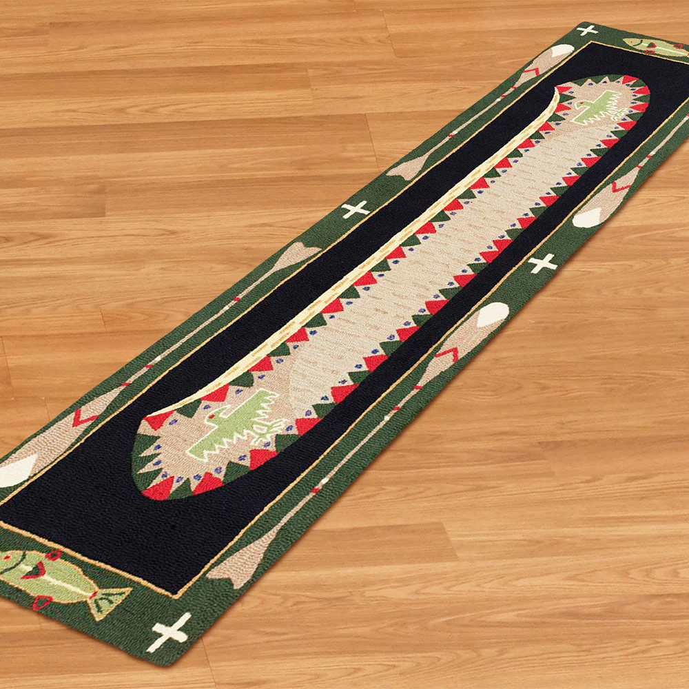 Chandler 4 Corners 30" x 8' Hooked Runner, Green Long Boat