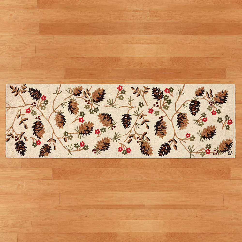 Chandler 4 Corners 30" x 8' Hooked Runner, Pinecones & Flowers - Image 2