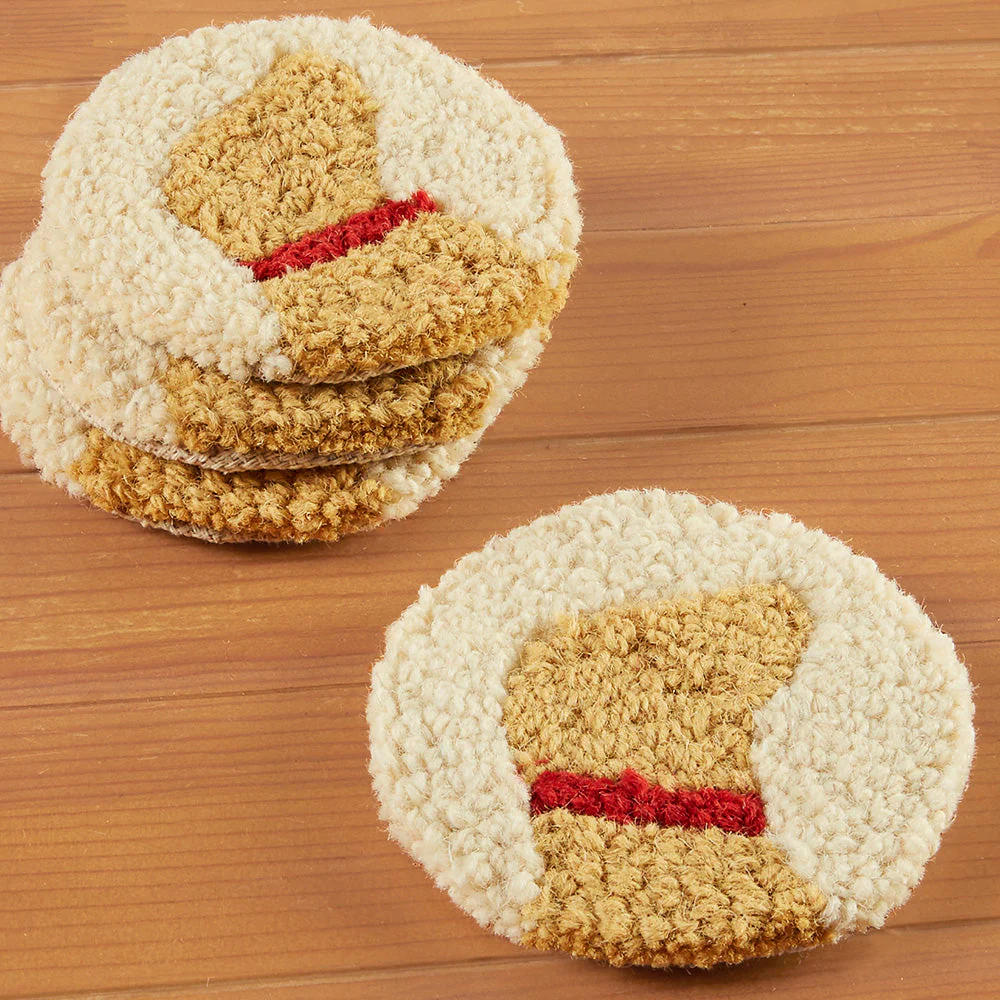 Chandler 4 Corners Hooked Wool Coaster Set, Lab - Image 3