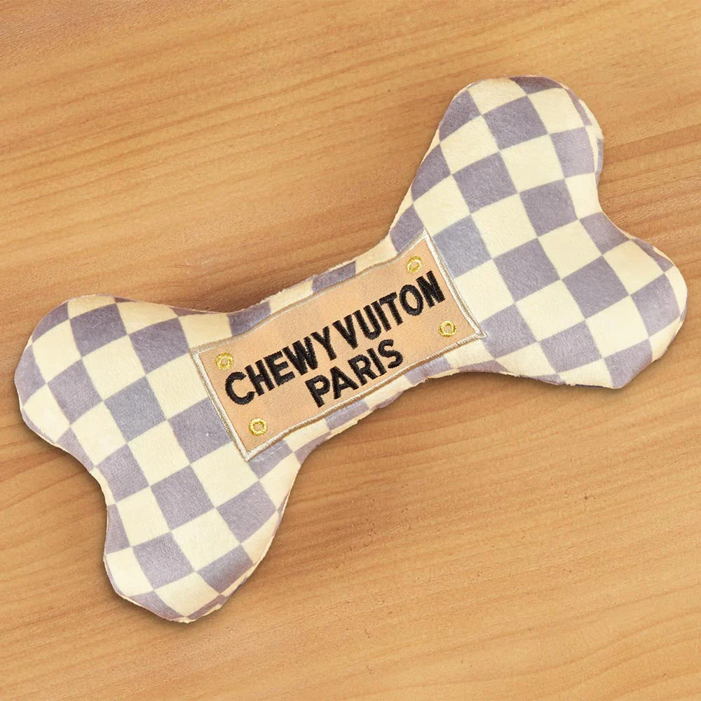 Chewy Vuiton Checkered Bone Dog Toy - Image 3