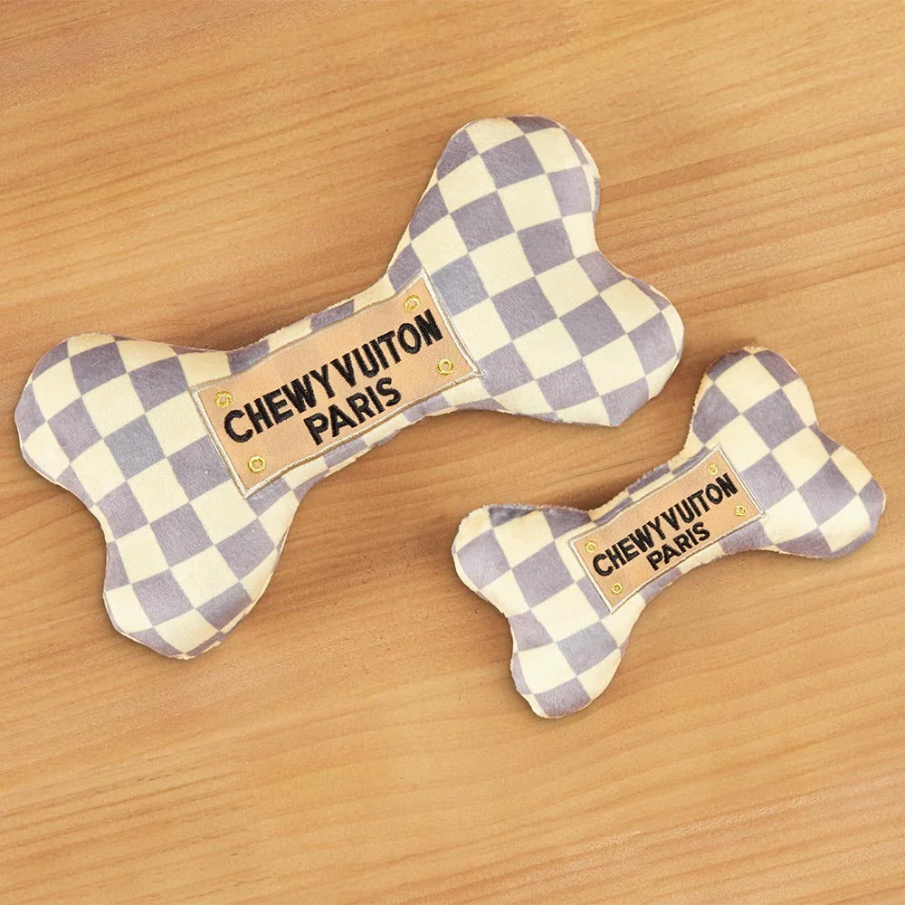 Chewy Vuiton Checkered Bone Dog Toy - Image 4