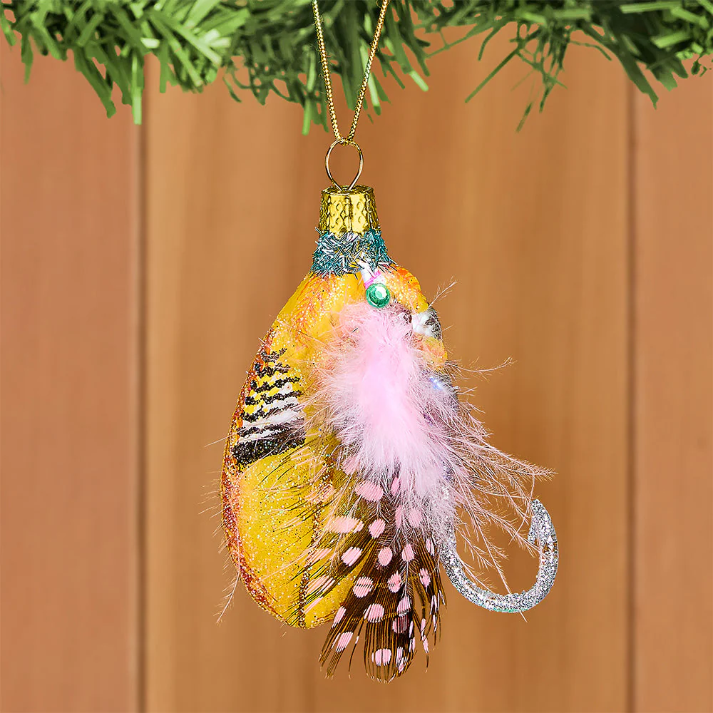 Cody Foster Glass Ornament, Vintage Fly Fishing Lures - Image 3
