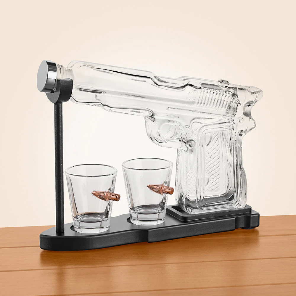 Decanter and Shot Glasses Set, Pistol Gun - Image 2