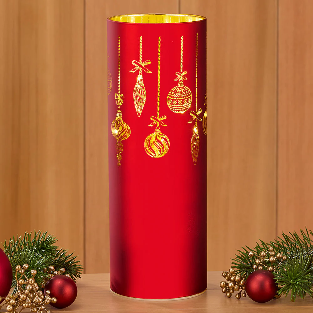 "Deck the Halls" LED Glass Hurricane - Image 3