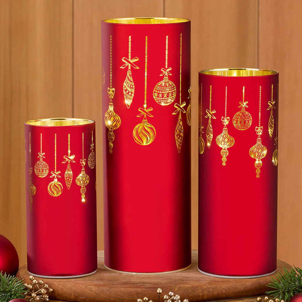 "Deck the Halls" LED Glass Hurricane - Image 5